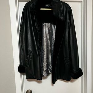 Fluffy leather jacket